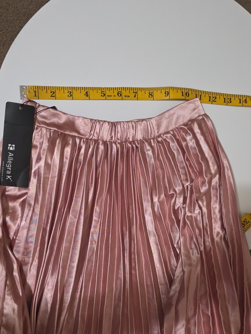 Allegra K Shimmering Pink A-Line Skirt - Picture 5 of 6